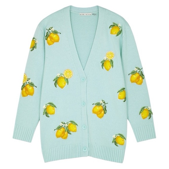 Alice + Olivia Sweaters - Alice & Olivia Bradford lemon-embroidered wool-blend cardigan size small